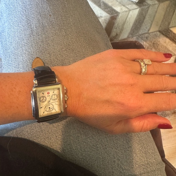 Michele Watch with Black Patent Band (no diamonds) - Picture 4 of 15